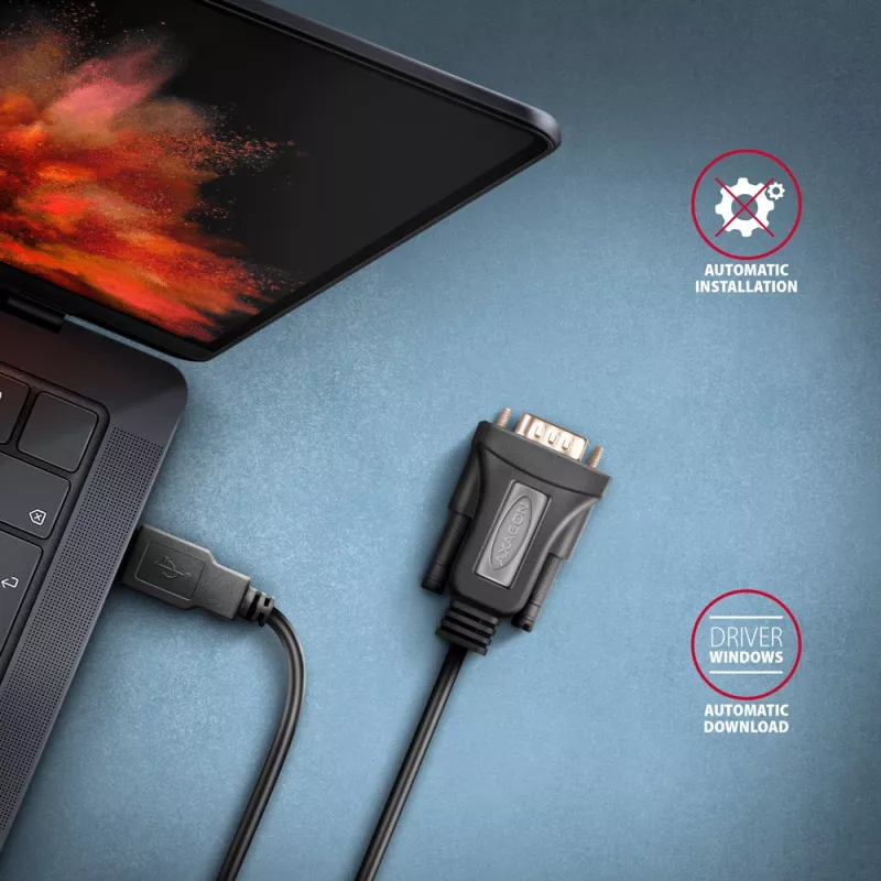 Axagon ADS-1PQN USB-A 2.0 - jada RS-232 DB9-M FTDI adapterkaabel