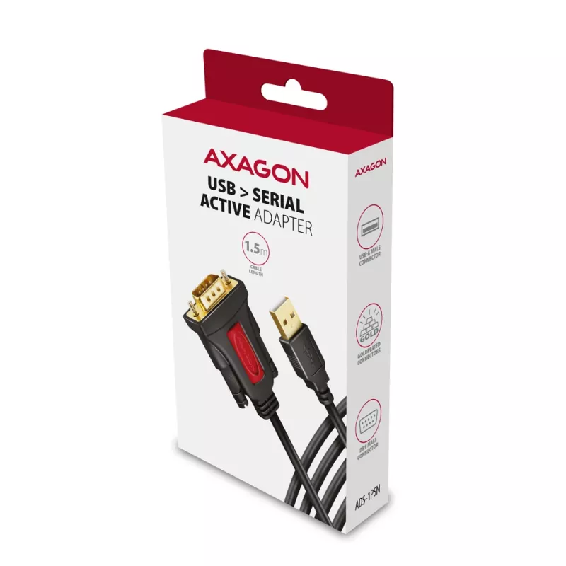 Axagon ADS-1PSN USB-A 2.0 - jada RS-232 DB9-M Prolific adapteri kaabel 1,5 m