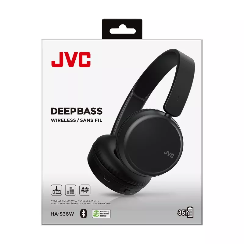 JVC Deep Bass Bluetooth On Ear Must, juhtmevaba, kõned/muusika, 20–20000 Hz, 157 g, peakomplekt, must