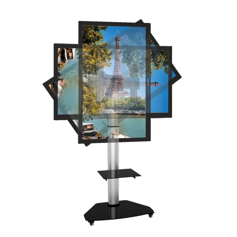 Techly põrandaalus riiuliga kärul telerile LCD/LED/Plasma 37-70 tolli hõbedane