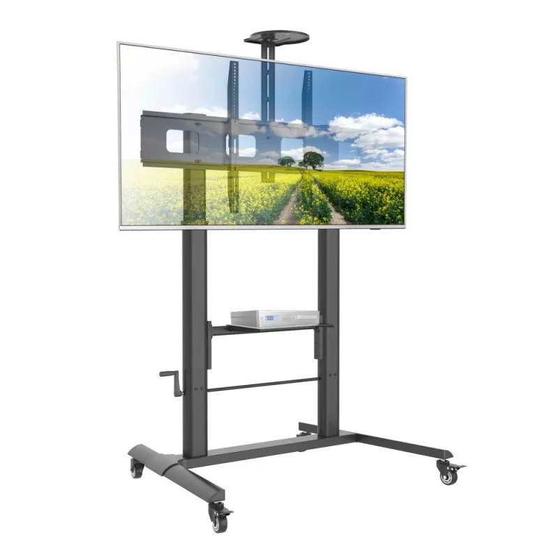Multimeediakäru TECHLY ICA-TR230 Must lameekraanile kuni 110 tolli, VESA 900x600, kõrgus 1850 mm, koormus 120 kg