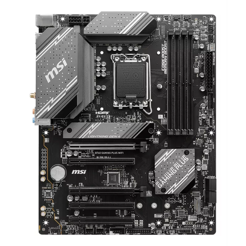Emaplaat MSI B760 GAMING PLUS WIFI — Intel B760, LGA 1700, ATX, DDR5, 4 DIMM, Wi‑Fi 6E, 2.5Gb LAN