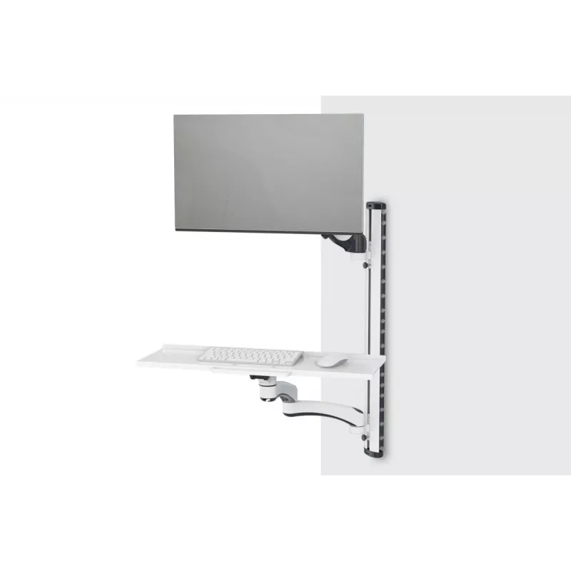 DIGITUS tööjaama (monitor, klaviatuur, hiir) seinakinnitus 32 inch, 8 kg, VESA 75x75/100x100, valge/must
