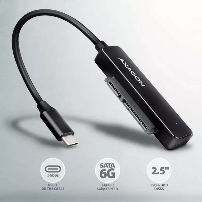 Axagon ADSA-FP2C USB-C 5Gbps - SATA 6G, 2.5 inch SSD/HDD SLIM adapter - Adapter - Digitaalsed/andmeliidese kaardid/adapterid
