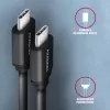 USB-kaabel Axagon BUCM-CM20TB 1,1 m PD 60 W 3 A must