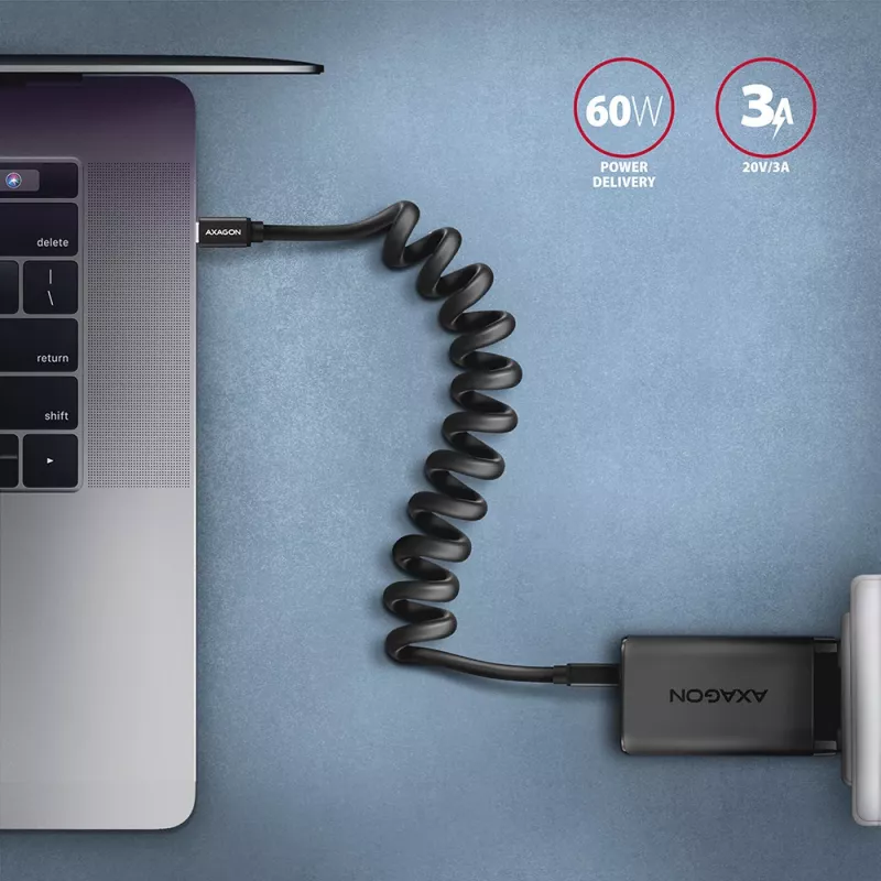 USB-kaabel Axagon BUCM-CM20TB 1,1 m PD 60 W 3 A must