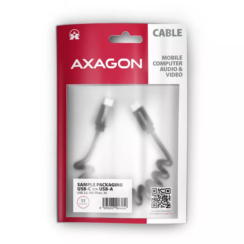 USB-kaabel Axagon BUCM-CM20TB 1,1 m PD 60 W 3 A must