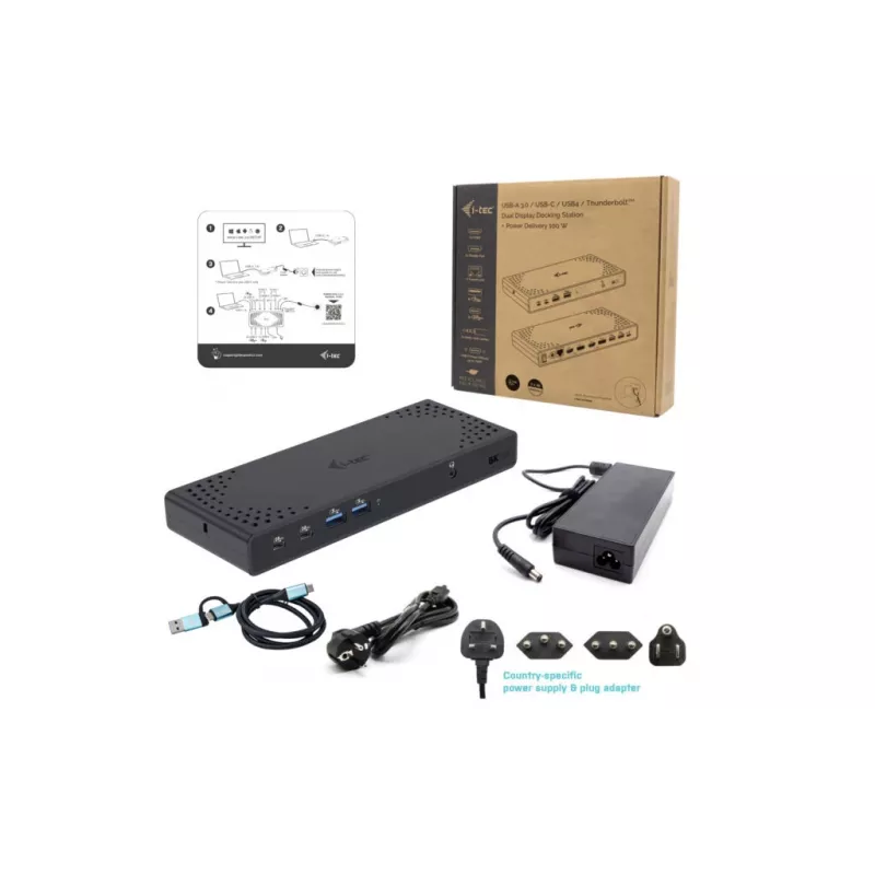 i-tec USB 3.0 / USB-C / Thunderbolt 3 kahe ekraani dokkimisjaam Gen2 + Power Delivery 100W