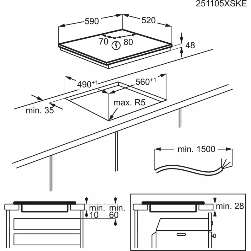 Electrolux Serie 300 LIB60420CK Must Sisseehitatav 59 cm Induktsioonpliit 4 tsooniga
