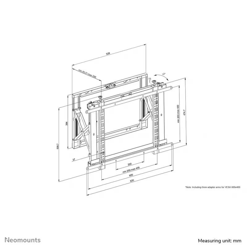 Neomounts WL95-800BL1 videoseina seinakinnitus 42-70 tolli - väljatõmmatav - max 35 kg