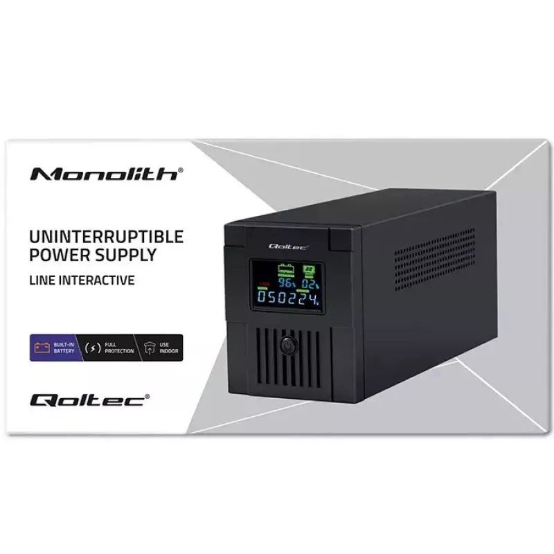 Katkematu toiteallikas Qoltec 53771 2 kVA 1200 W 2 AC-pistikupesa