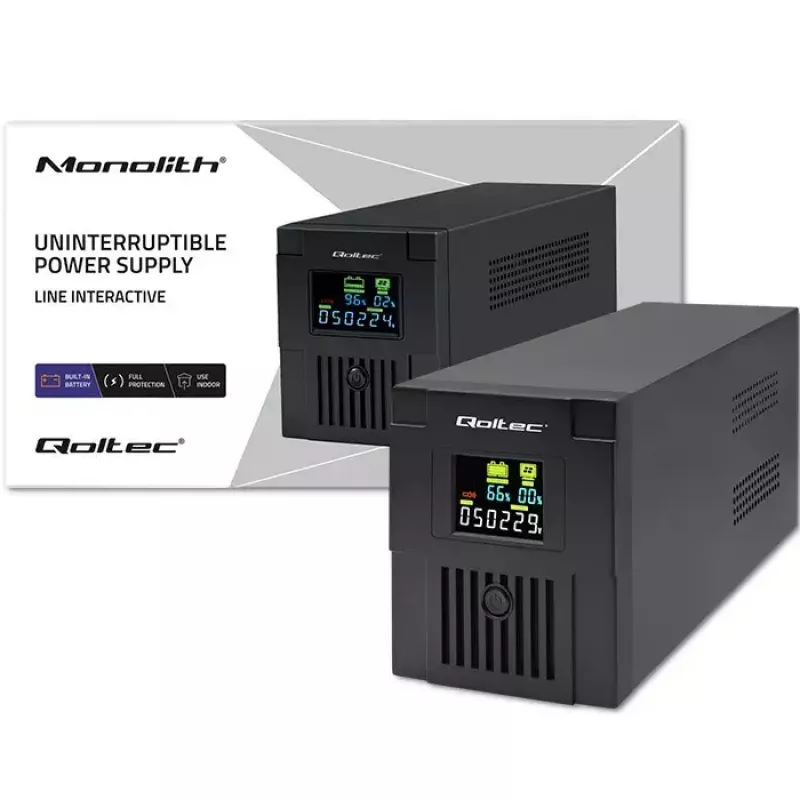 Katkematu toiteallikas Qoltec 53771 2 kVA 1200 W 2 AC-pistikupesa