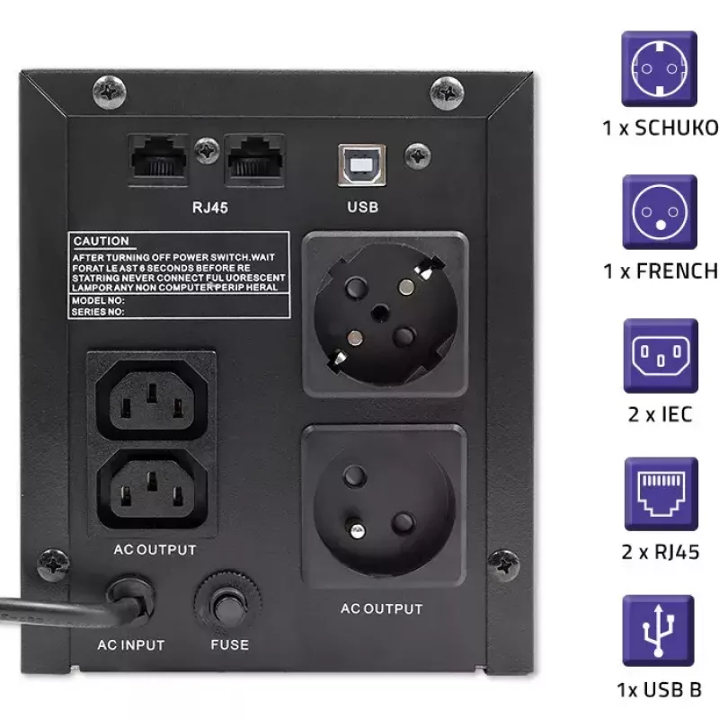 Qoltec 53777 UPS Line-Interactive 2 kVA 1200 W 4 AC pistikupesa