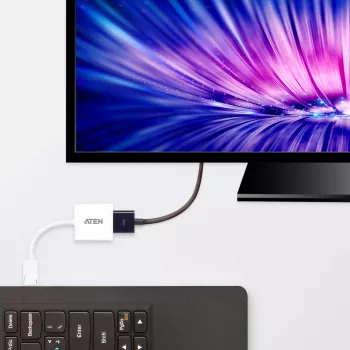 ATEN DisplayPort-HDMI-muundur, PC: kuni UXGA / HDTV: kuni 1080i,1080p