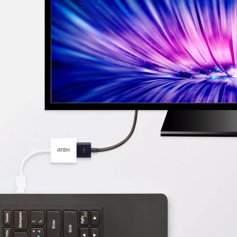 ATEN DisplayPort-HDMI-muundur, PC: kuni UXGA / HDTV: kuni 1080i,1080p