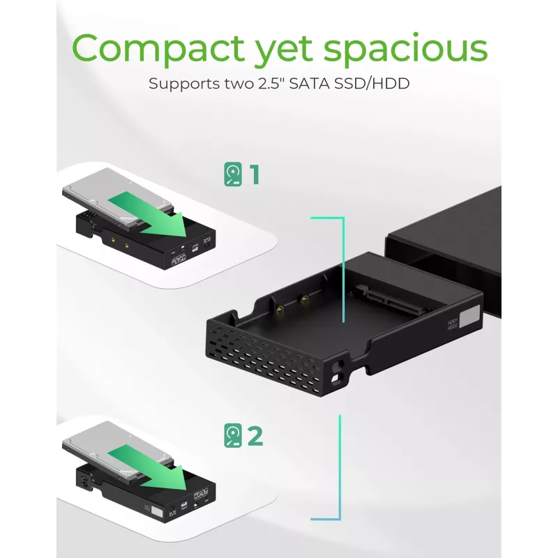 ICY BOX RAID korpus 2x HDD/SSD jaoks USB 3.2 Gen 2 Type-C® / Type-A liidesega