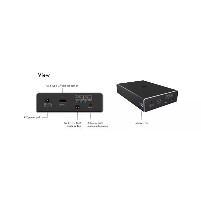 ICY BOX RAID korpus 2x HDD/SSD jaoks USB 3.2 Gen 2 Type-C® / Type-A liidesega