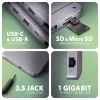 Axagon HMC-12GM2, USB 10Gbps jaotur, 3x USB-A, USB-C, HDMI, DP, RJ-45, M.2, SD/mSD, heli, PD