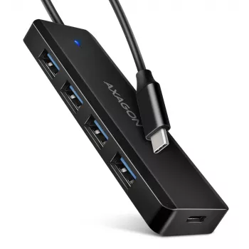 Axagon HUE-C1C 4x USB 5Gbps TRAVEL jaotur, USB-C toite sisend, 19 cm USB-C kaabel
