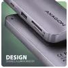 Axagon HMC-6GM2 USB 10Gbps jaotur USB-A USB-C HDMI M.2 SD/mSD PD 100W USB-C Juhtmega USB 3.2 Gen 2 (3.1 Gen 2) Type-C Hall