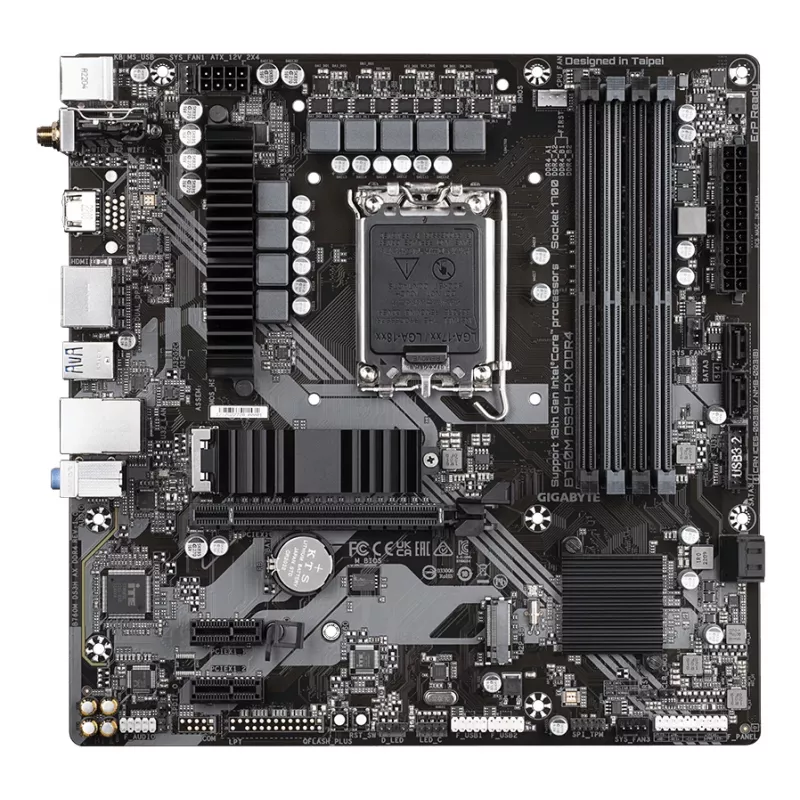 GIGABYTE B760M DS3H AX DDR4 emaplaat – toetab Inteli 14. põlvkonna protsessoreid, 6+2+1 faasi digitaalne VRM, kuni 5333 MHz DDR4 (OC), 2xPCIe 4.0 M.2, Wi-Fi 6E, 2,5GbE LAN, USB 3.2 Gen2