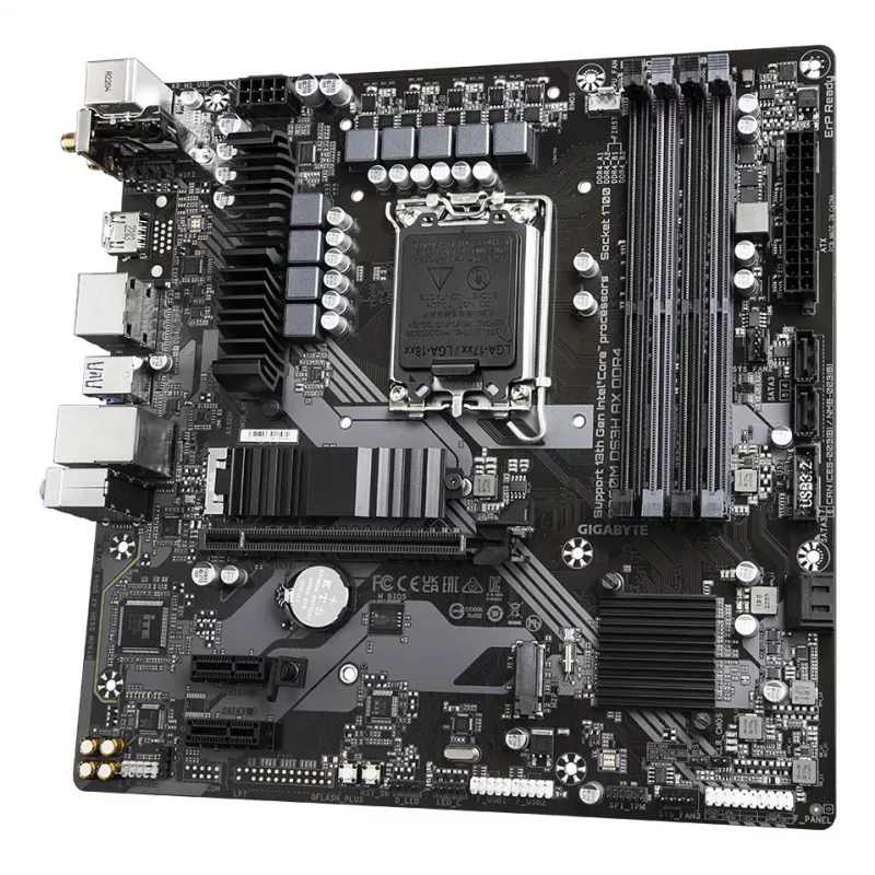 GIGABYTE B760M DS3H AX DDR4 emaplaat – toetab Inteli 14. põlvkonna protsessoreid, 6+2+1 faasi digitaalne VRM, kuni 5333 MHz DDR4 (OC), 2xPCIe 4.0 M.2, Wi-Fi 6E, 2,5GbE LAN, USB 3.2 Gen2