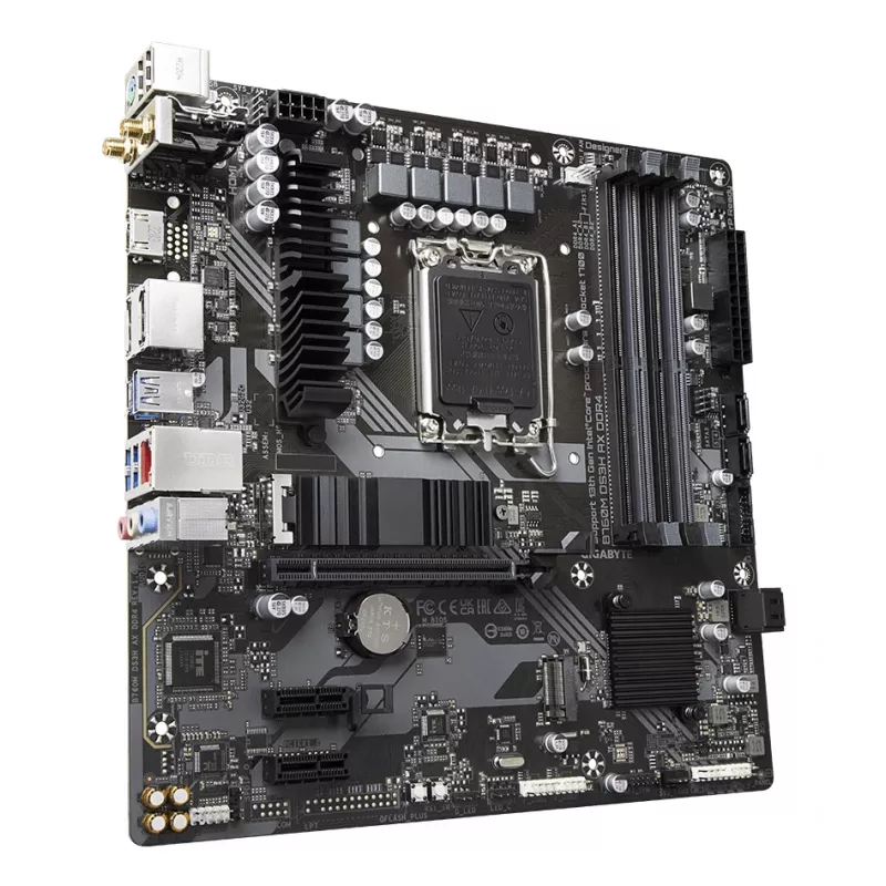 GIGABYTE B760M DS3H AX DDR4 emaplaat – toetab Inteli 14. põlvkonna protsessoreid, 6+2+1 faasi digitaalne VRM, kuni 5333 MHz DDR4 (OC), 2xPCIe 4.0 M.2, Wi-Fi 6E, 2,5GbE LAN, USB 3.2 Gen2