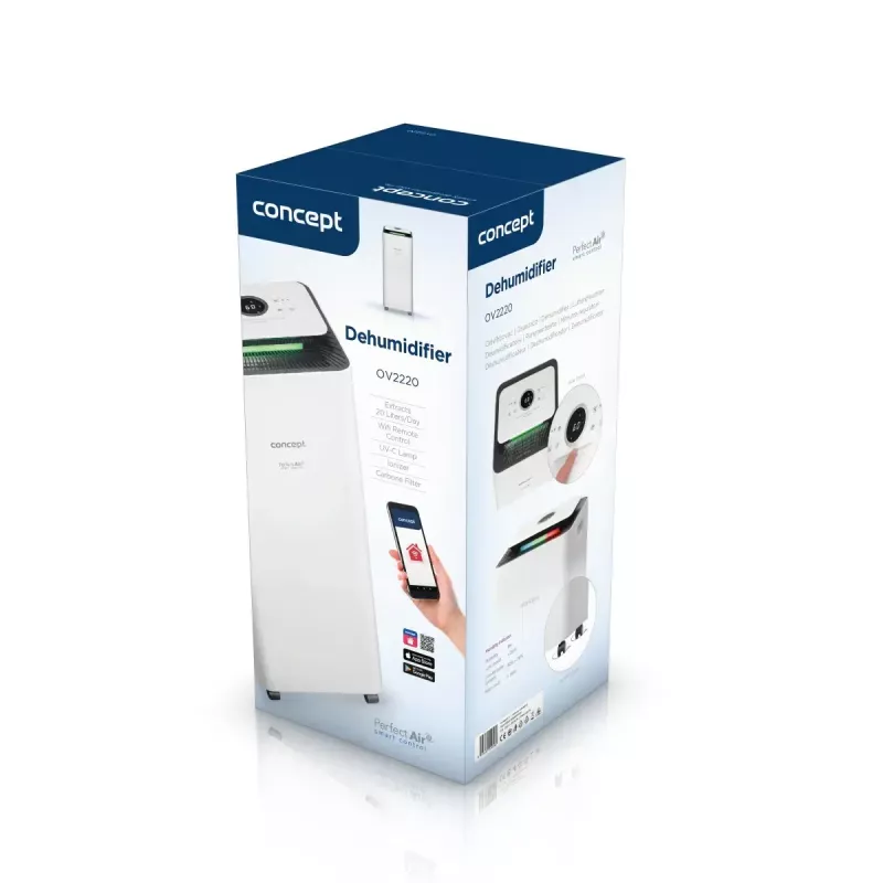 Õhukuivati Concept Solution OV2220 — 3,5 l paak, 2 kiirust, 320 W, 45 dB, valge