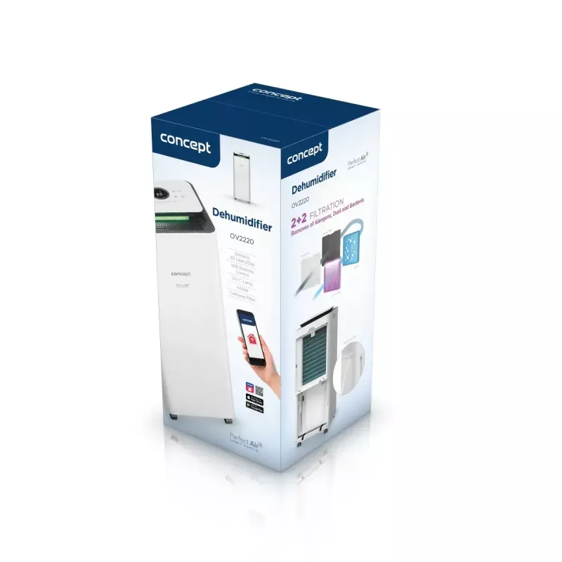Õhukuivati Concept Solution OV2220 — 3,5 l paak, 2 kiirust, 320 W, 45 dB, valge