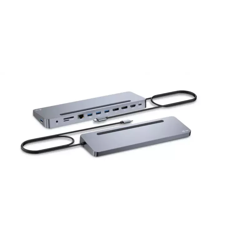 i-tec USB-C metallist ergonoomiline 3x 4K-ekraani dokkimisjaam toiteallikaga 100 W ja universaallaadijaga 100 W