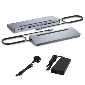 i-tec USB-C metallist ergonoomiline 3x 4K-ekraani dokkimisjaam toiteallikaga 100 W ja universaallaadijaga 100 W