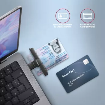 Axagon CRE-SMPA USB-A Smart / ID-kaardi taskulugeja, USB 2.0, must, 13 g