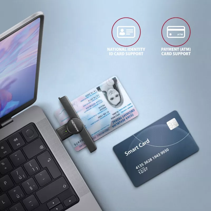 Axagon CRE-SMPA USB-A Smart / ID-kaardi taskulugeja, USB 2.0, must, 13 g