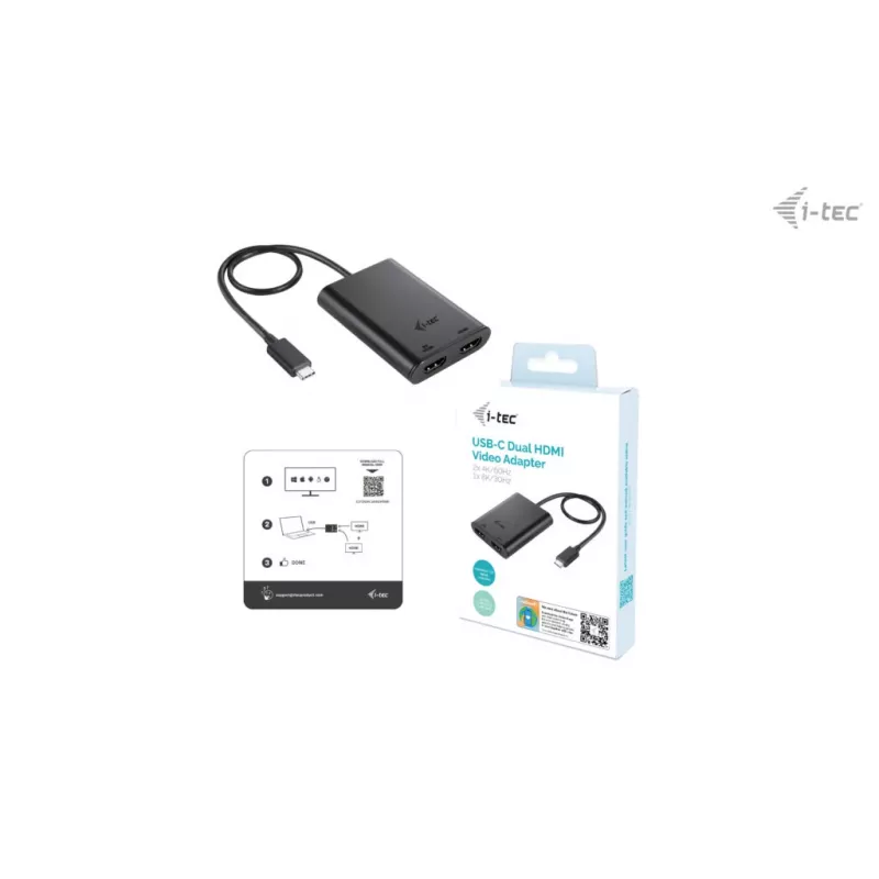 i-tec USB-C Dual 4K/60Hz (single 8K/30Hz) HDMI videoadapter