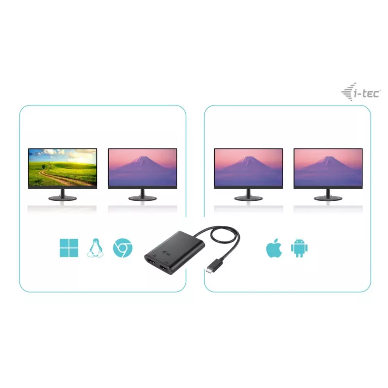 i-tec USB-C Dual 4K/60Hz (single 8K/30Hz) HDMI videoadapter