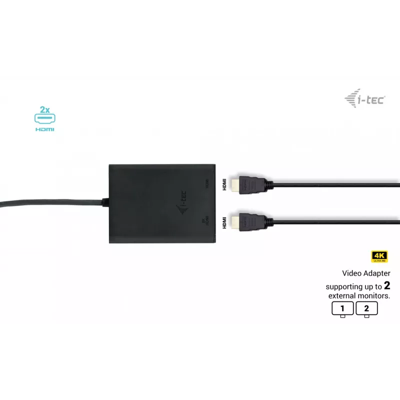 i-tec USB-C Dual 4K/60Hz (single 8K/30Hz) HDMI videoadapter