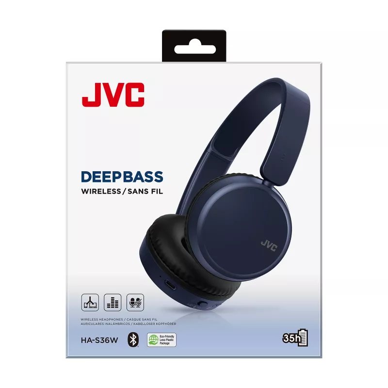 Juhtmeta kõrvaklapid JVC HA-S36W-A-U — Bluetooth 5.2, 35 h tööaeg, sisseehitatud mikrofon, sinine