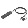 DIGITUS USB 3.0 Hub 4-Port Slimline with USB-C Adapter 5Gbps 1m kaabel