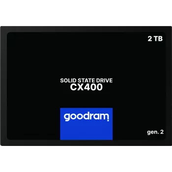 2.5-tolline SATA III SSD GOODRAM CX400 2,05 TB (2048 GB) 3D NAND, lugemiskiirus 550 MB/s, kirjutamiskiirus 500 MB/s, TBW 720, MTBF 2 000 000 h
