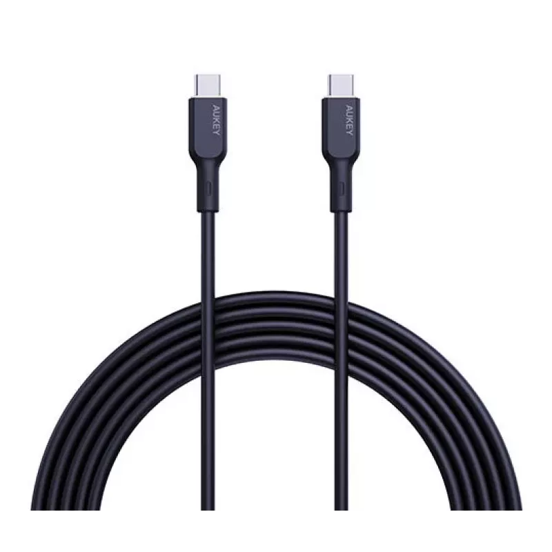 AUKEY USB-laadimiskaabel - 1x USB Type-C kuni 1x USB Type-C - PD 100W 5A - 1m must (silikoon)