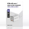 QOLTEC Charger 50763 — Indoor AC Fast Charger 35W, USB-C PD 3.0 + USB-A, 5–20V, Valge