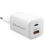 Sisetingimustes vahelduvvoolu kiirlaadija QOLTEC 50765 — 65W USB-C PD 3.0 + USB-A, 5–20V, USB-C Europlug, 2 seadet