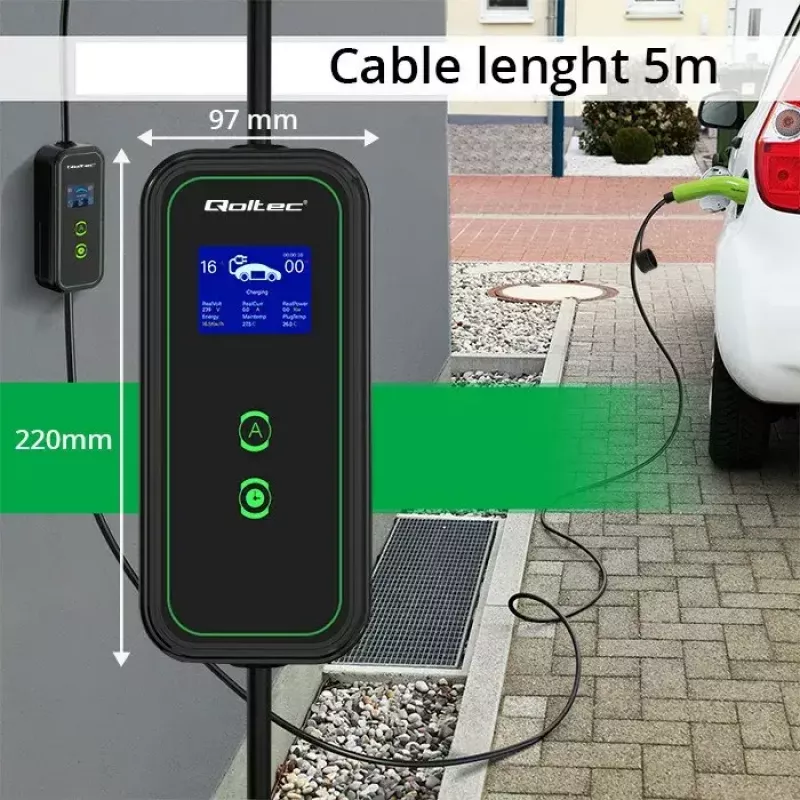 QOLTEC 52470 mobiillaadija elektriautodele 2in1 Type 2 / 3,5 kW / 230 V