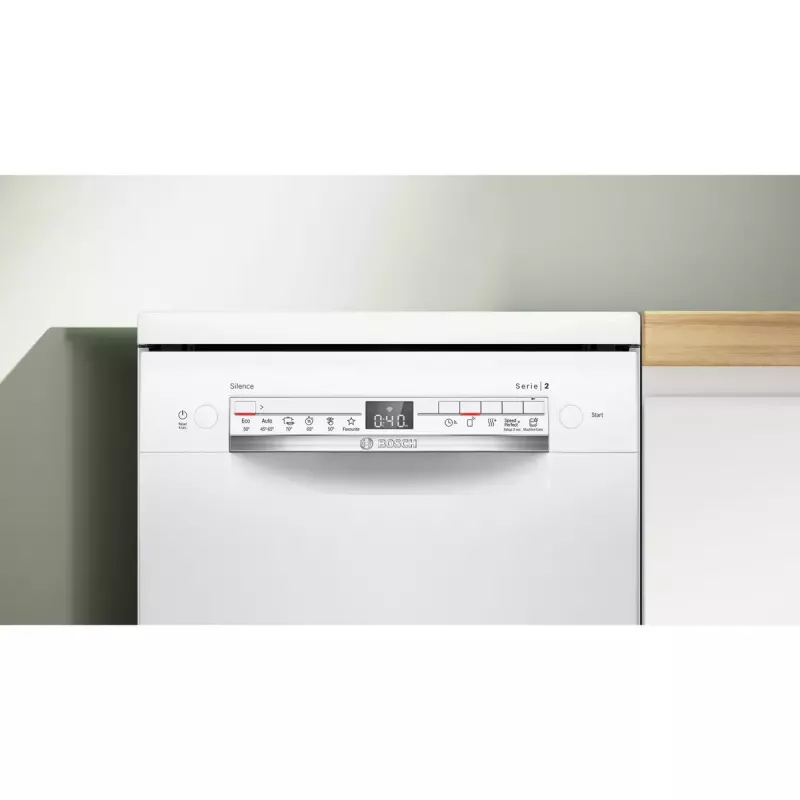 Boschi nõudepesumasin SPS2HKW58E — Serie 2 kitsas 45 cm, 10 laudakomplekti, 46 dB, roostevabast terasest vann