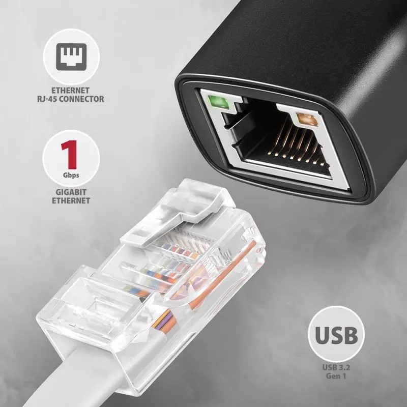 Axagon ADE-AR USB-A 3.2 Gen 1 – Gigabit Etherneti adapter, Realtek 8153