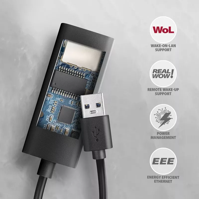 Axagon ADE-AR USB-A 3.2 Gen 1 – Gigabit Etherneti adapter, Realtek 8153