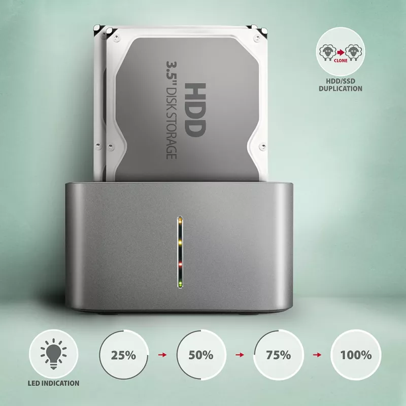 Axagon ADSA-DC SuperSpeed USB DUAL 2.5 tolli/3.5 tolli HDD/SSD DUAL dokk