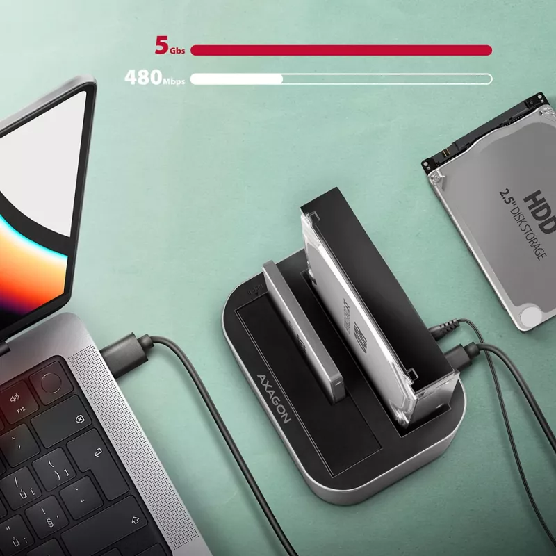 Axagon ADSA-DC SuperSpeed USB DUAL 2.5 tolli/3.5 tolli HDD/SSD DUAL dokk