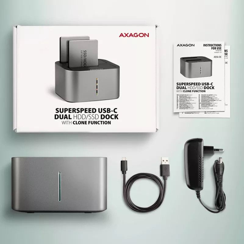 Axagon ADSA-DC SuperSpeed USB DUAL 2.5 tolli/3.5 tolli HDD/SSD DUAL dokk