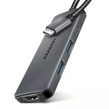 Axagon HMC-5H8K USB 5 Gbit/s jaotur 2x USB-A USB-C HDMI 8k/30 Hz PD 100 W kaabel USB-C juhtmega USB 3.2 Gen 1 (3.1 Gen 1) USB-C hall